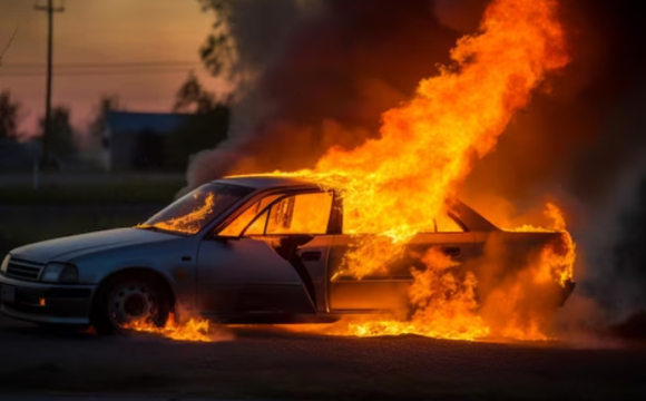 У місті на Волині серед дороги загорілось авто